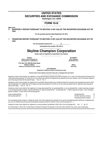 Miniature Champion Homes 10-Q Rapport trimestriel 2019 