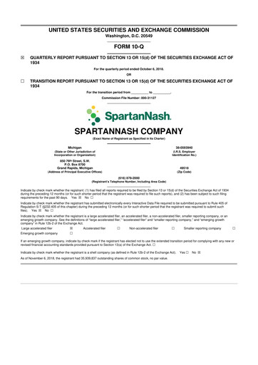 Thumbnail SpartanNash
 10-Q Quarterly Report FY2018 