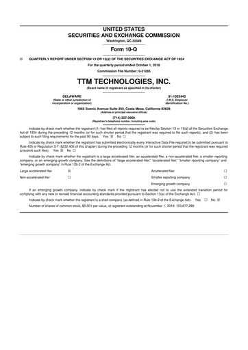 Thumbnail TTM Technologies
 10-Q Quarterly Report FY2018 