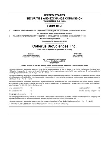 Thumbnail Coherus BioSciences
 10-Q Quarterly Report FY2018 