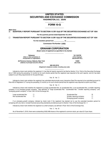 Vorschaubild Graham Corporation
 10-Q Quartalsbericht 2019 