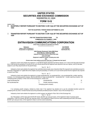 Thumbnail Entravision Communications
 10-Q Quarterly Report FY2018 