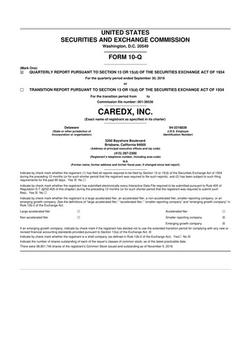 Thumbnail CareDx 10-Q Quarterly Report FY2018 