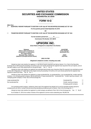 Miniature Upwork 10-Q Rapport trimestriel 2018 
