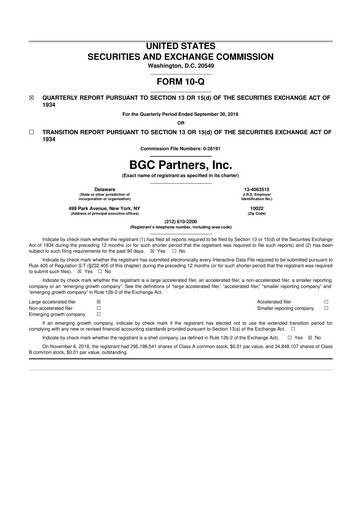 Thumbnail BGC Group
 10-Q Quarterly Report FY2018 