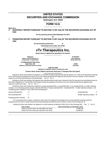 Thumbnail vTv Therapeutics
 10-Q Quarterly Report FY2018 