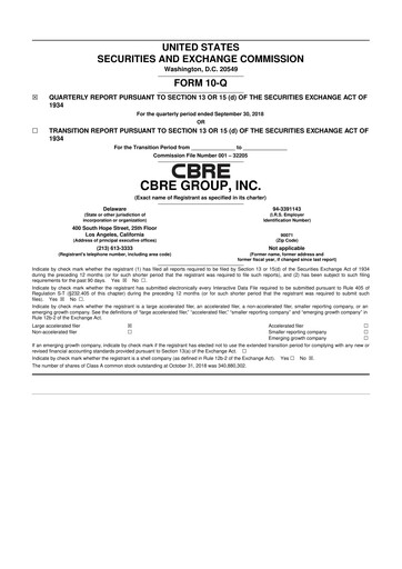 Miniature CBRE Group
 10-Q Rapport trimestriel 2018 