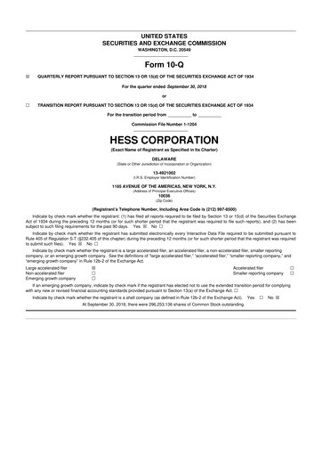Vorschaubild Hess 10-Q Quartalsbericht 2018 