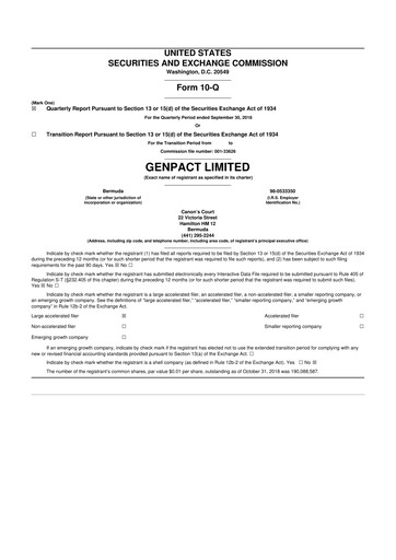 Vorschaubild Genpact 10-Q Quartalsbericht 2018 