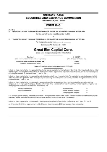 Vorschaubild Great Elm Capital
 10-Q Quartalsbericht  