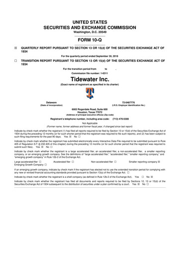 Thumbnail Tidewater 10-Q Quarterly Report FY2018 