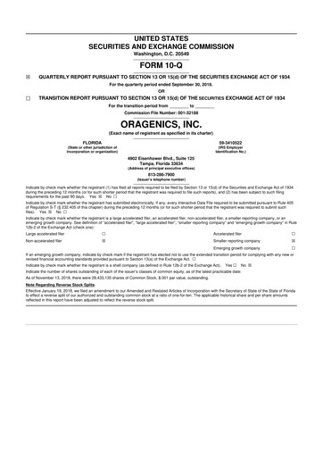 Thumbnail Oragenics 10-Q Quarterly Report FY2018 