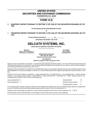 Vorschaubild Delcath Systems 10-Q Quartalsbericht 2018 
