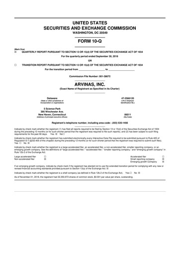 Thumbnail Arvinas 10-Q Quarterly Report FY 