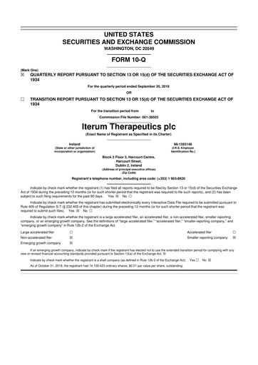 Thumbnail Iterum Therapeutics 10-Q Quarterly Report FY2018 