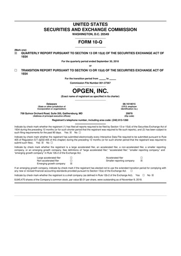 Thumbnail OpGen
 10-Q Quarterly Report FY2018 