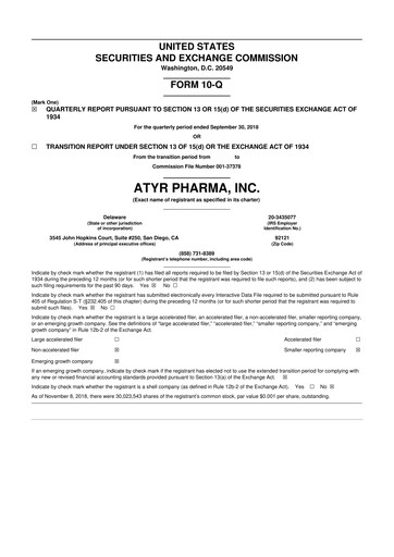 Thumbnail aTyr Pharma 10-Q Quarterly Report FY2018 
