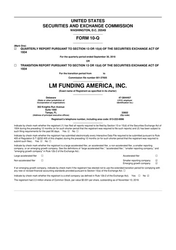 Vorschaubild LM Funding America 10-Q Quartalsbericht 2018 