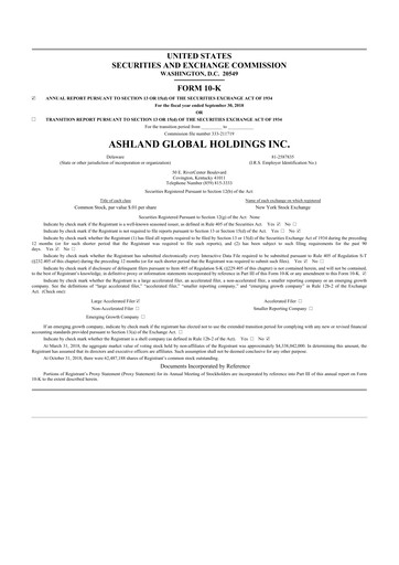 Thumbnail Ashland 10-K Annual Report 2018