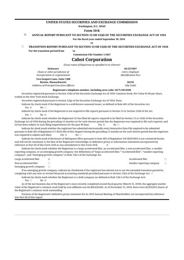 Thumbnail Cabot Corporation
 10-K Annual Report 2018