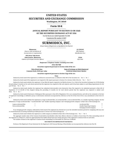 Thumbnail SurModics 10-K Annual Report 2018