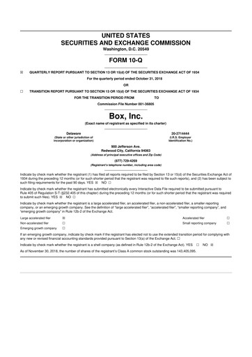 Thumbnail Box, Inc. 10-Q Quarterly Report FY2019 