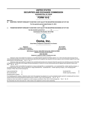 Miniature Ooma 10-Q Rapport trimestriel 2019 