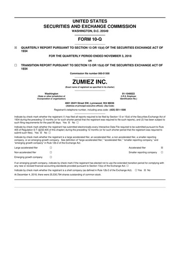 Thumbnail Zumiez 10-Q Quarterly Report FY2018 