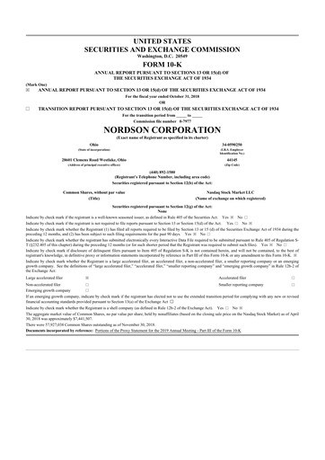 Thumbnail Nordson 10-K Annual Report 2018