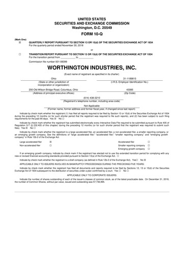 Thumbnail Worthington Enterprises 10-Q Quarterly Report FY2019 