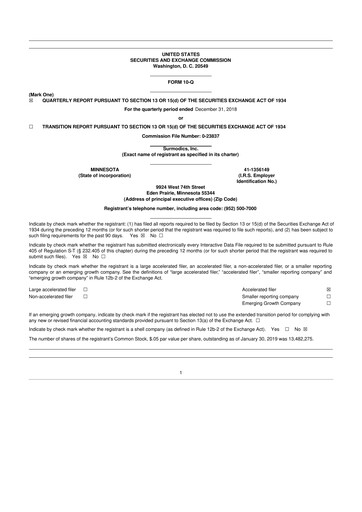 Thumbnail SurModics 10-Q Quarterly Report FY2019 