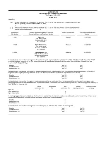 Thumbnail Spire Inc. 10-Q Quarterly Report FY 