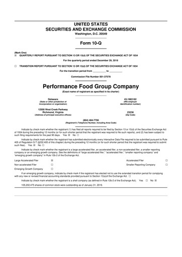 Miniature Performance Food Group 10-Q Rapport trimestriel 2019 