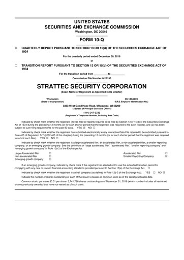 Vorschaubild Strattec Security 10-Q Quartalsbericht 2019 