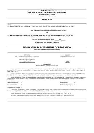 Vorschaubild PennantPark Investment 10-Q Quartalsbericht  