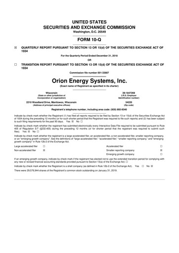 Thumbnail Orion Energy Systems
 10-Q Quarterly Report FY2019 