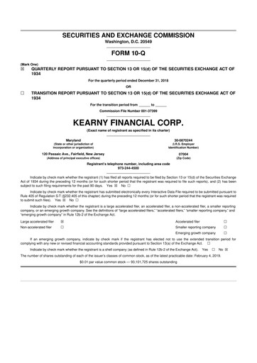 Thumbnail Kearny Financial
 10-Q Quarterly Report FY2019 