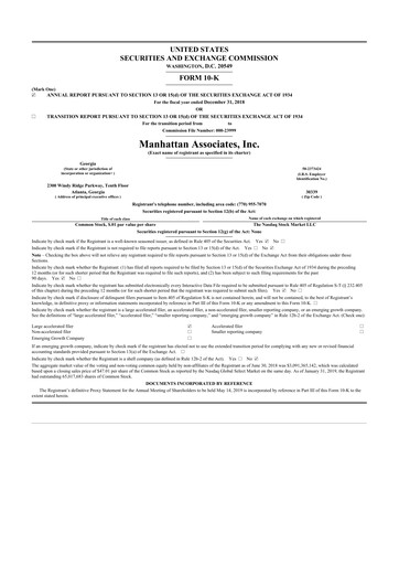 Thumbnail Manhattan Associates
 10-K Annual Report 2018