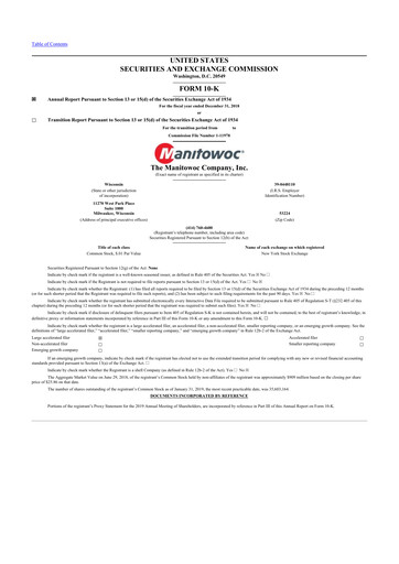 Thumbnail The Manitowoc Company
 10-K Annual Report 2018