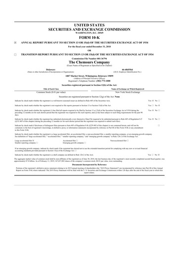 Thumbnail Chemours
 10-K Annual Report 2018