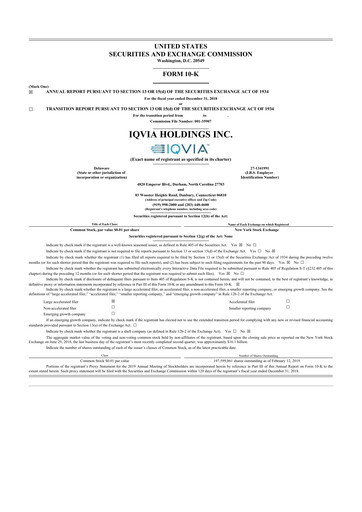 Thumbnail IQVIA 10-K Annual Report 2018