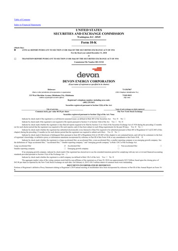 Thumbnail Devon Energy
 10-K Annual Report 2018