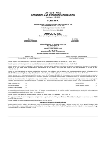 Thumbnail Autoliv 10-K Annual Report 2018