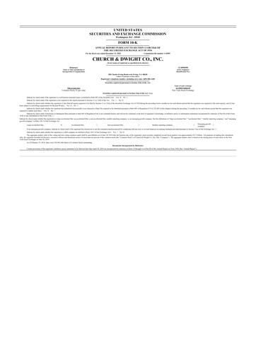 Thumbnail Church & Dwight
 10-K Annual Report 2018