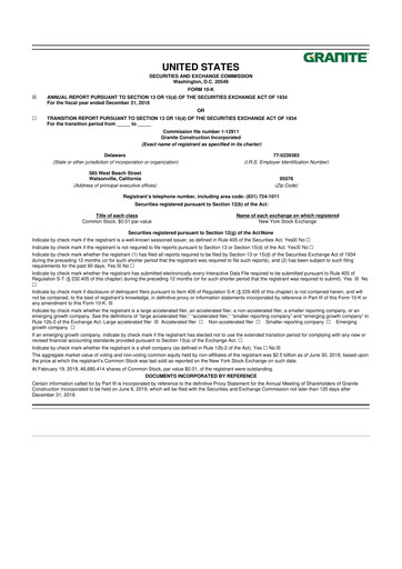 Thumbnail Granite Construction
 10-K Annual Report 
