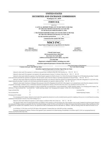 Thumbnail MSCI 10-K Annual Report 2018