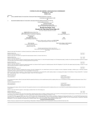 Thumbnail Brandywine Realty Trust
 10-K Annual Report 