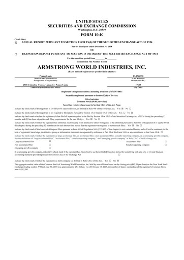 Thumbnail Armstrong World Industries
 10-K Annual Report 2018