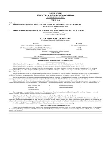 Miniature Range Resources
 10-K Rapport annuel 2018