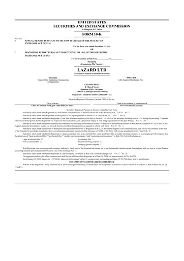 Thumbnail Lazard 10-K Annual Report 2018